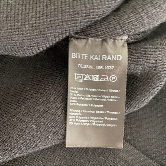 Bitte Kai Rand Classic Merino Wool Blend Black Fringe Turtleneck Sweater Small - Picture 6 of 9